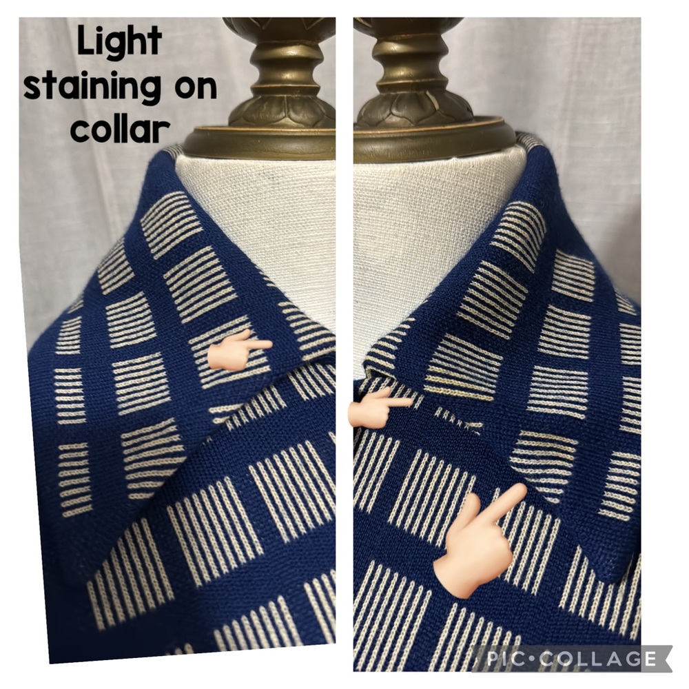 Vintage Wool Sweater Jacket-Blue/White-Button Front-MCM Vibes-Sz 8 - Picture 15 of 16